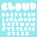 Fluffy cloud vector font collection