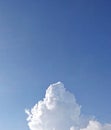 Fluffy clouds in the middle of a sunny day. Wide sky and white clouds as a background. Royalty Free Stock Photo