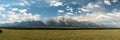 Fluffy Clouds Over Grand Teton Panorama Royalty Free Stock Photo