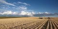 Fluffy clouds over horizon