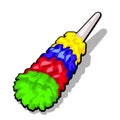 Fluffy colorful duster brush to clean the dust isolated on a white background. Vector illustration.