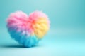 Fluffy Colorful Heart on Turquoise
