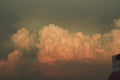 Fluffy cotton orange clouds sky Royalty Free Stock Photo