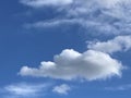 Fluffy cumulus and stratus clouds in the bright blue sky Royalty Free Stock Photo