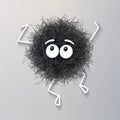 Fluffy cute black spherical creature dancing