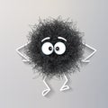 Fluffy cute black spherical creature sad and depressed