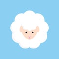 Fluffy cute sheep animal on blue background