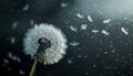 Fluffy dandelion seed flying, nature beauty in abstract motion generated Royalty Free Stock Photo