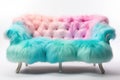 Fluffy Diversity Haven: Diverse, fluffy sofa design, a haven of comfort against a pristine white backdrop, embracing