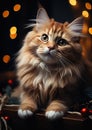 Fluffy Elegance: A Majestic Portrait of a Unique Winter Kitten w