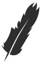 Fluffy feather logo. Black quill silhouette icon Royalty Free Stock Photo