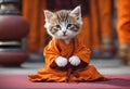 A fluffy Feline Furry Buddhist monk cat