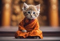 A fluffy Feline Furry Buddhist monk cat