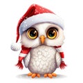 Fluffy Festive Friend: Christmas Snowy Owl Watercolor Clipart - Isolated on White Background - Generative AI Royalty Free Stock Photo