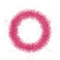 Fluffy font. Pink shaggy letter O. Hight quality hairy glyph. Capital letter. Fine detailed design element on white background.