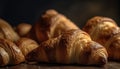 Fluffy French brioche, a gold colored indulgence, ready to eat on plate generated by AI