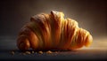 Fluffy, fresh croissant baked in French culture generated by AI
