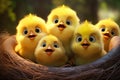 Fluffy Fun: Five Little Chicks on a Spring Evening