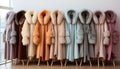 Fluffy fur coat collection showcases elegance and warmth in fashion generated by AI