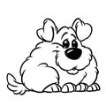 Fluffy furry dog coloring page cartoon illustration Royalty Free Stock Photo