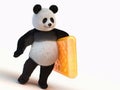 Fluffy, fuzzy, furry, downy 3d render panda character