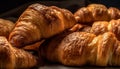 A fluffy, gold colored croissant a French pastry industry classic generated by AI