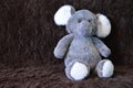 Fluffy Grey Elephant Plush Toy Sitting Pretty and Ready To Play With Royalty Free Stock Photo