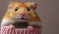 Fluffy guinea pig with cute whiskers sitting shyly generated by AI