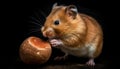 Fluffy guinea pig eating food in studio generated by AI Royalty Free Stock Photo