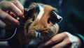 Fluffy guinea pig held by human hand generated by AI Royalty Free Stock Photo
