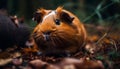 Fluffy guinea pig sits on autumn grass generated by AI