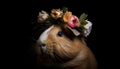 Fluffy guinea pig with whiskers and cute animal ear portrait generated by AI Royalty Free Stock Photo