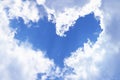 Fluffy Heart Shape Frame Cumulus Clouds on Vivid Blue Sky Royalty Free Stock Photo