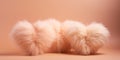 fluffy hearts of light peach color. Peach Fuzz color trend 2024, banner, copy space