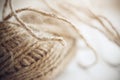 Fluffy the hemp thread is gathered into a ball Royalty Free Stock Photo