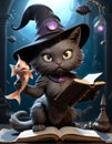 Mystic Kitten with Ancient Texts