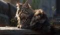 Fluffy kitten sitting in grass, staring alertly generated by AI Royalty Free Stock Photo