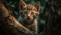 Fluffy kitten staring with curious green eyes generated by AI