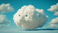 Fluffy Lamb Cloud on Blue background, Generative AI Royalty Free Stock Photo