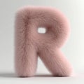 Fluffy letter R in light pink color created using 3D rendering techniques against a clean and simple white background Royalty Free Stock Photo