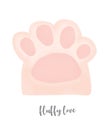 Fluffy Love. Cute Vector Nursery Art with Hand Drawn Pink Cat Paw. Royalty Free Stock Photo