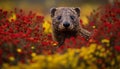 Fluffy mammal close up portrait, focusing on its cute nose generated by AI