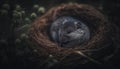 Fluffy mammal nest, young growth in nature generated by AI