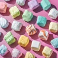 Fluffy marshmallow confections, colorful delights for the sweet toothed