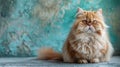 Fluffy Orange Cat Sitting on the Ground Royalty Free Stock Photo