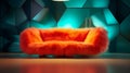 Futuristic Orange Couch With Furry Art Style And Luxurious Textures