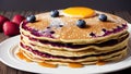 Fluffy Pancake Delight with Juicy Blueberries.AI Generated