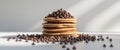 Fluffy pancakes loaded with chocolate chips Royalty Free Stock Photo