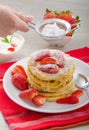 Fluffy pancakes with strawberries Royalty Free Stock Photo