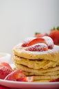 Fluffy pancakes with strawberries Royalty Free Stock Photo